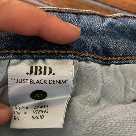 NWOT Just Black Denim mid rise button fly skinny jeans medium wash raw hem - Picture 8 of 10